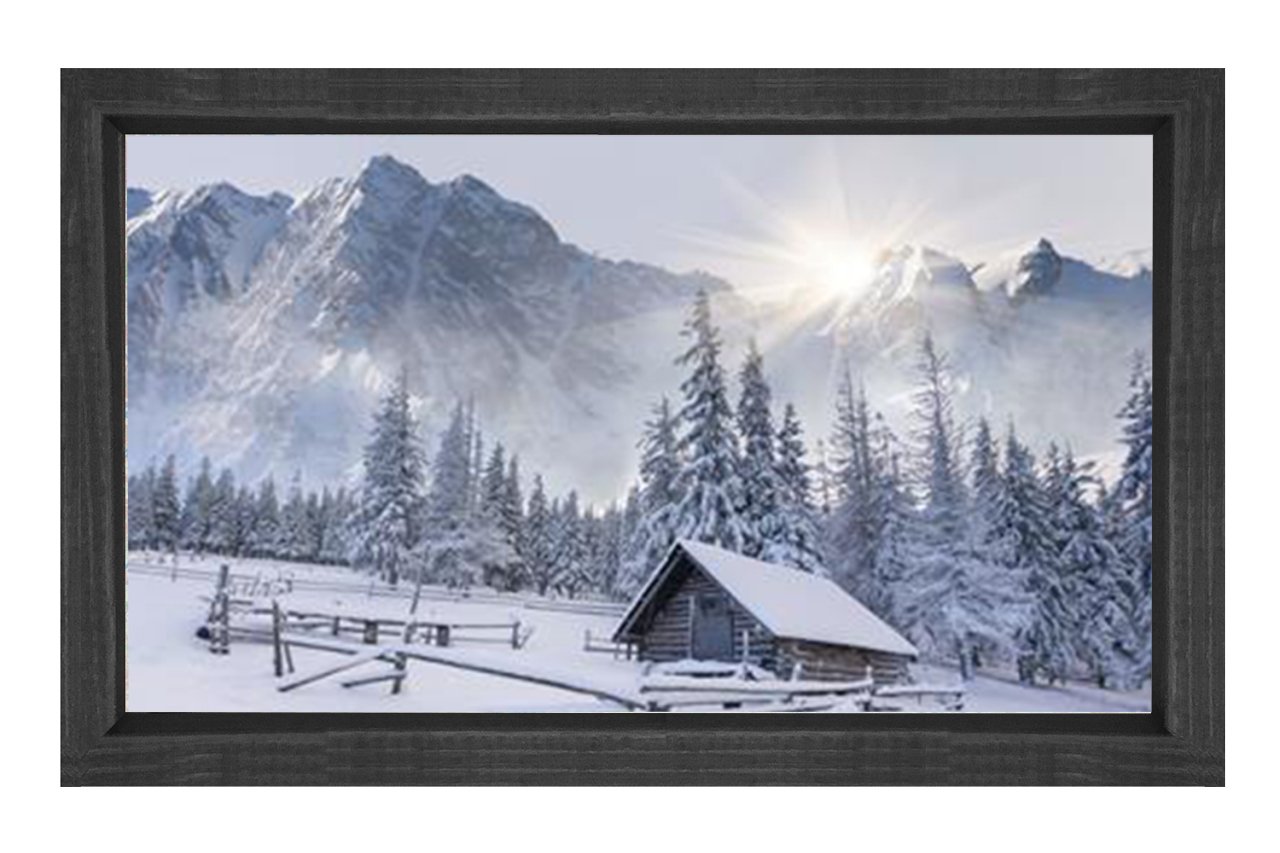 Karlı Dağ Manzarası Tablosu Siyah Ahşap Çerçeve - 50x70