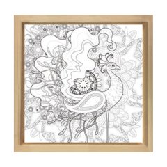 Muhteşem Tavus Kuşu Tablosu Naturel Ahşap Çerçeve - 100x100