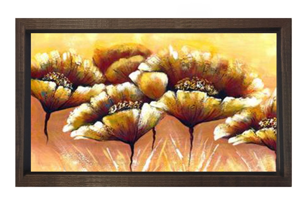 Karahindiba Çiçek Tablosu Kahverengi Ahşap Çerçeve - 100x150