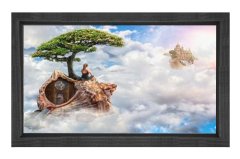 Gökyüzü Kızı Bulut Kale  Tablosu Siyah Ahşap Çerçeve - 45x30