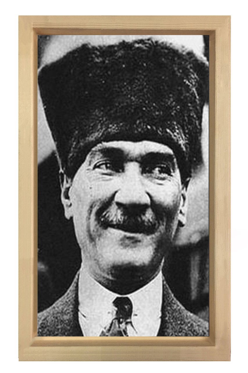 Ata Gülerken Tablosu Naturel Ahşap - 45x30