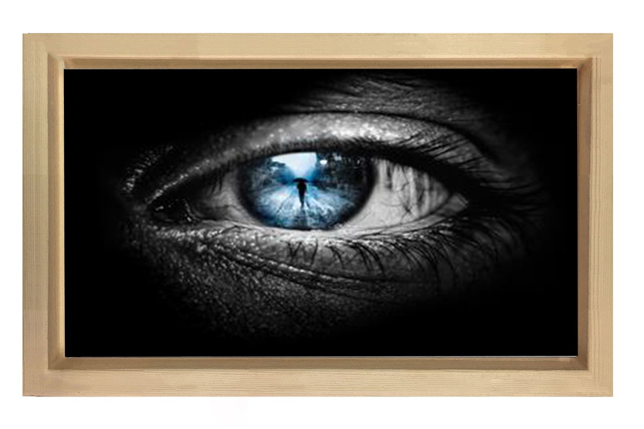 Mavi Göz Tablosu Naturel Ahşap Çerçeve - 70x100
