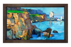 Falezler ve Deniz Tablosu Kahverengi Ahşap - 50x90