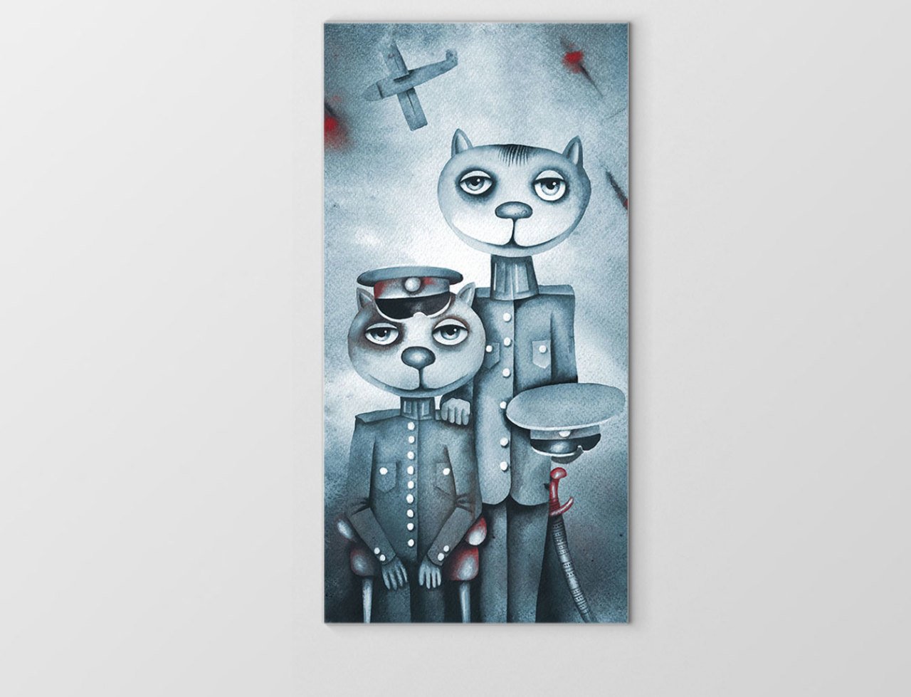 Asker Kediler Tablosu Çerçevesiz - 50x90