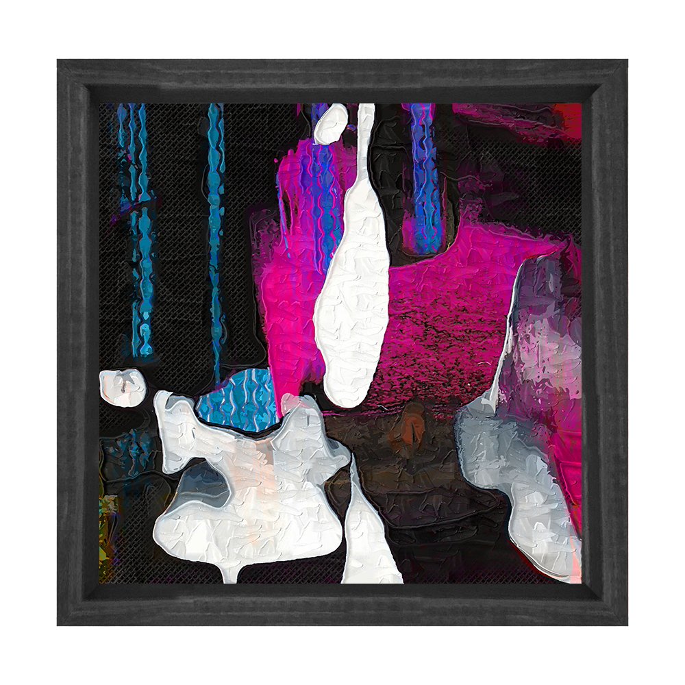 Soyut Reprodüksiyon Tablosu Siyah Ahşap Çerçeve - 60x60