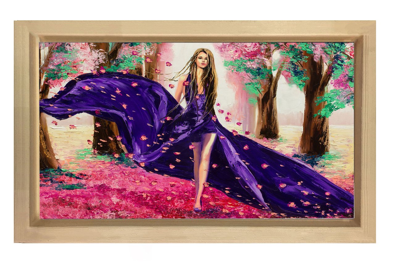 Güzel Kız Tablosu Naturel Ahşap - 50x90