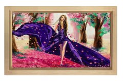 Güzel Kız Tablosu Naturel Ahşap - 50x90
