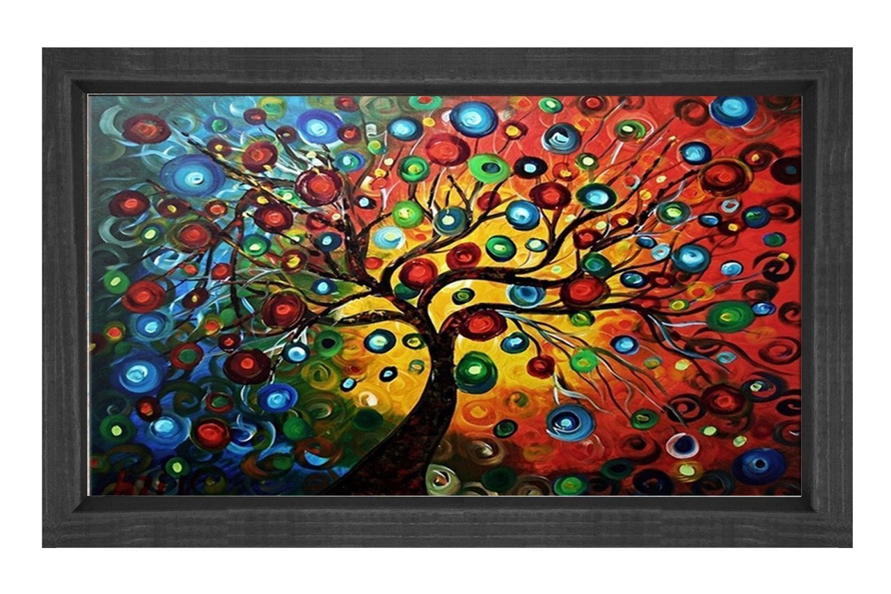 Soyut Nazar  Ağacı Tablosu Siyah Ahşap Çerçeve - 70x100
