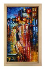 Yağmurlu Şehir Kadın Tablosu Naturel Ahşap - 100x200