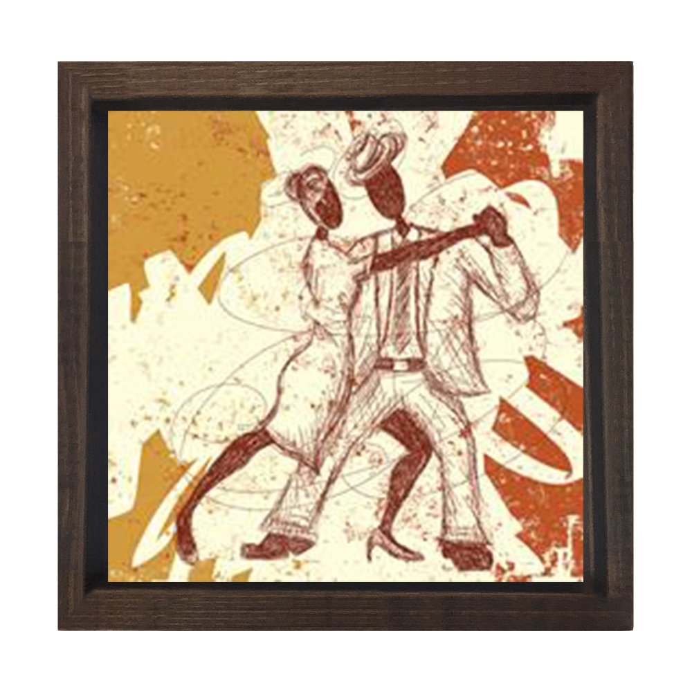 Soyut Tango Tablosu Kahverengi Ahşap Çerçeve - 50x50