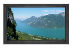 Akarsu Ve Dağ Manzaraları Tablosu Siyah Ahşap - 100x150