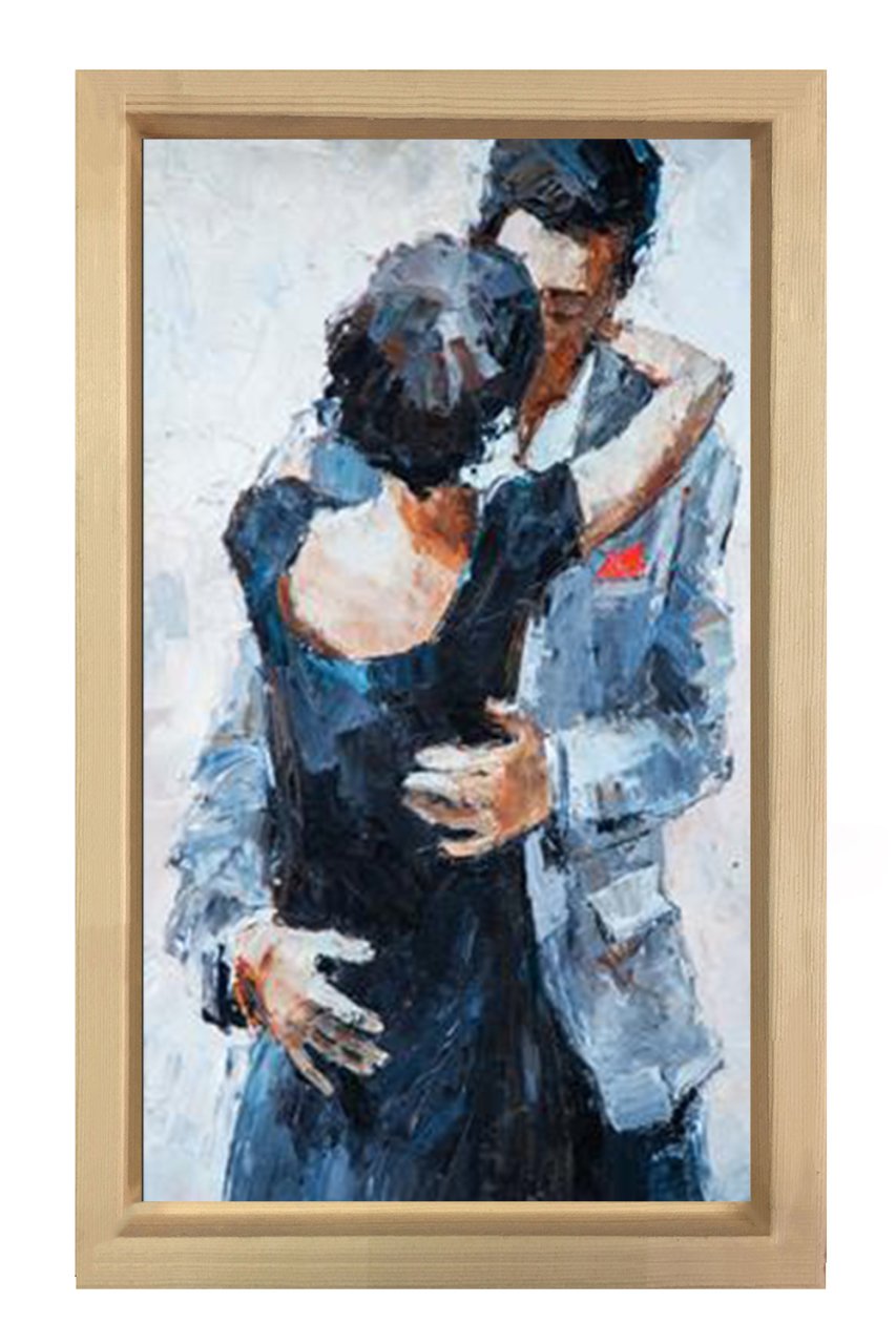 Romantik Dans Tablosu Naturel Ahşap Çerçeve - 45x30