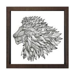Mandala Aslan Tablosu Kahverengi Ahşap Çerçeve - 60x60