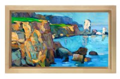Falezler ve Deniz Tablosu Naturel Ahşap - 40x60