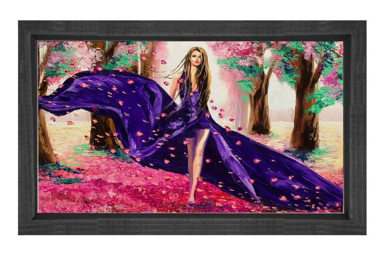 Güzel Kız Tablosu Siyah Ahşap - 40x60