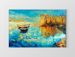 Kayık Ve Sazlık Reprödiksiyon Tablosu Çerçevesiz - 45x30