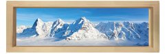 Karlı Dağ Manzarası Tablosu Naturel Ahşap Çerçeve - 150x50