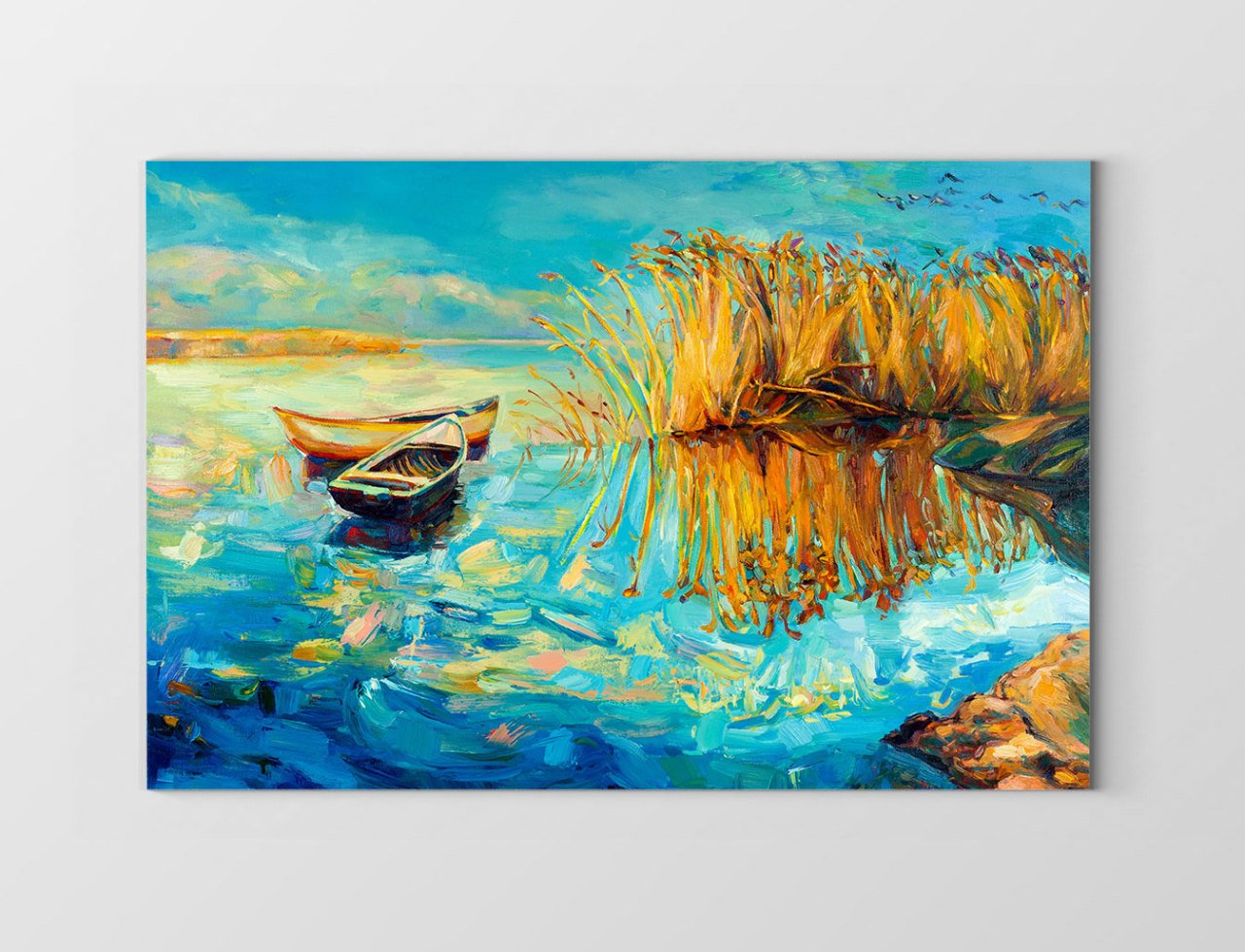 Kayık Ve Sazlık Reprödiksiyon Tablosu Çerçevesiz - 50x70
