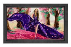 Güzel Kız Tablosu Siyah Ahşap - 50x70