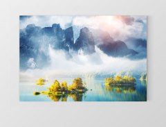 Sisli Dağlar Manzara Tablosu Çerçevesiz - 50x90
