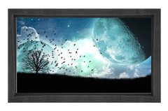 Gece Ay ve Gökyüzü Tablosu Siyah Ahşap Çerçeve - 70x100