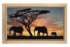 Fil Ailesi Tablosu Naturel Ahşap Çerçeve - 40x60