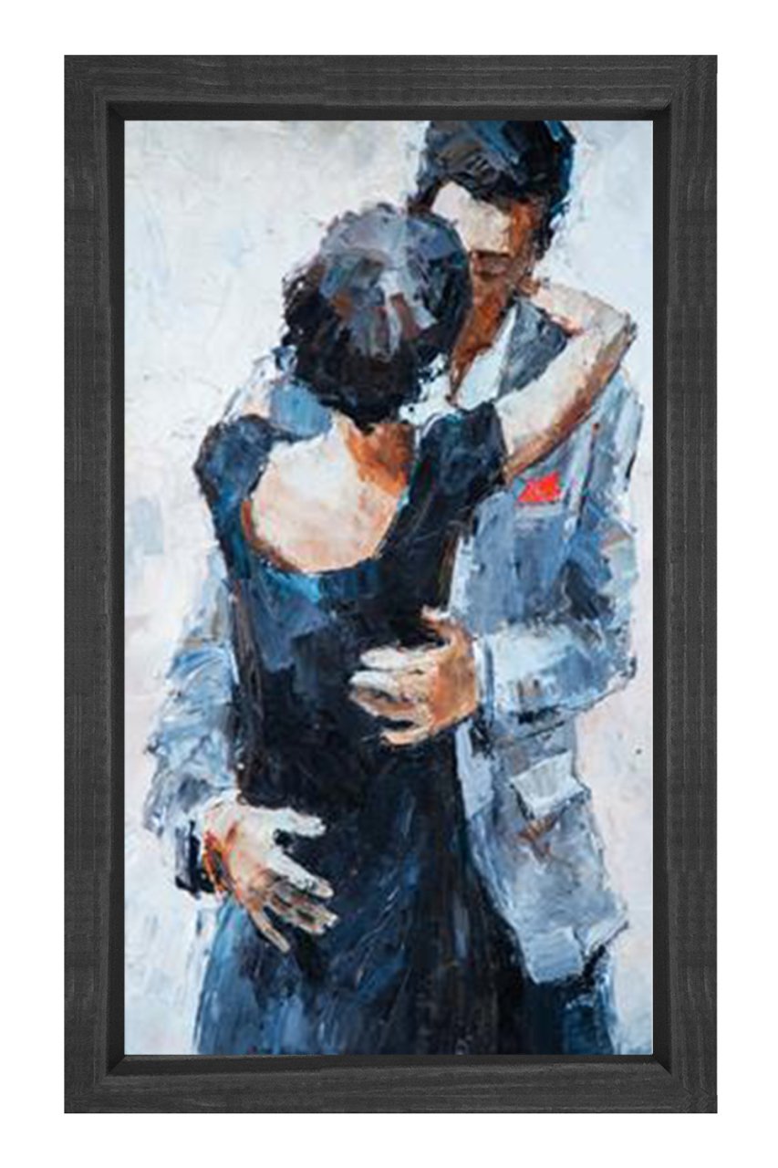 Romantik Dans Tablosu Siyah Ahşap Çerçeve - 100x200