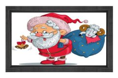 Noel Baba Tablosu Siyah Ahşap Çerçeve - 100x150