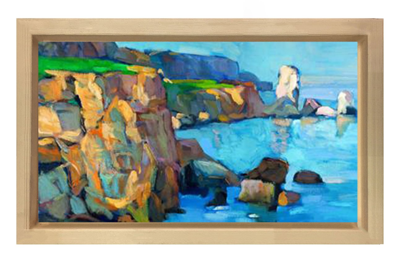 Falezler ve Deniz Tablosu Naturel Ahşap - 70x100