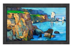 Falezler ve Deniz Tablosu Siyah Ahşap - 100x150
