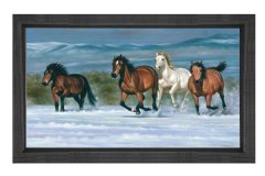 Nehir Atları Tablo Tablosu Siyah Ahşap Çerçeve - 50x90