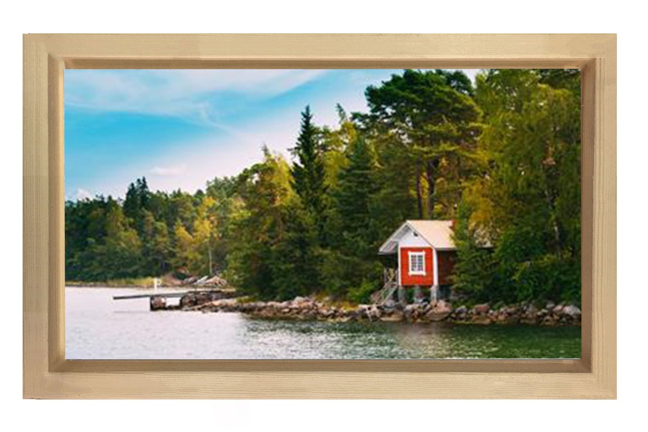 Orman Kıyısı Tablosu Naturel Ahşap Çerçeve - 45x30