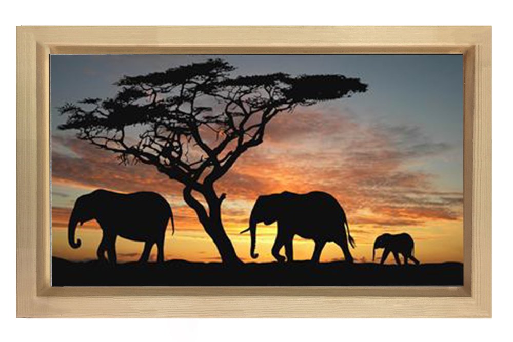 Fil Ailesi Tablosu Naturel Ahşap Çerçeve - 50x70