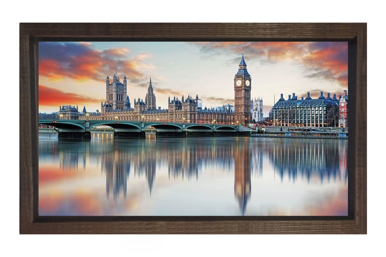 Londra Manzarası Kahverengi Ahşap Çerçeve - 50x90