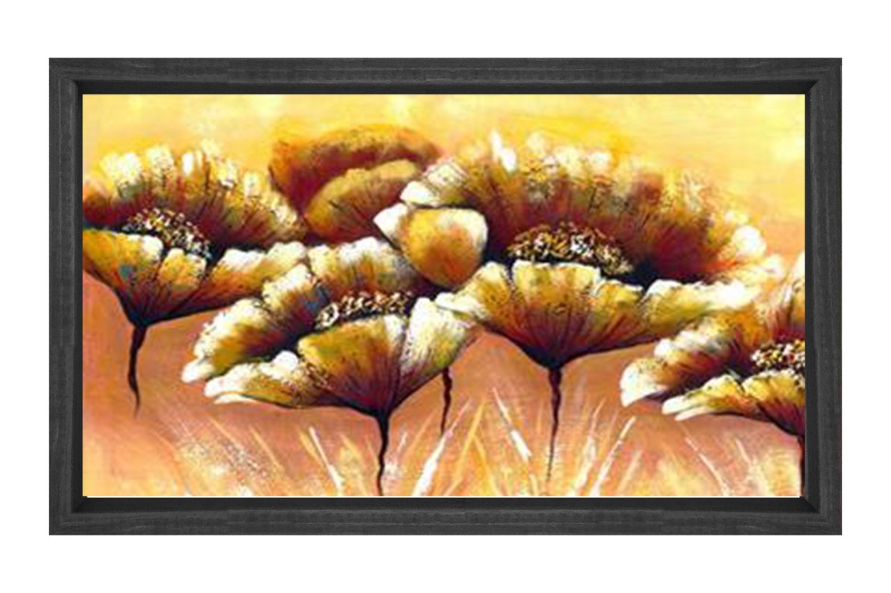 Karahindiba Çiçek Tablosu Siyah Ahşap Çerçeve - 100x150