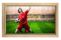 Futbolcu Sevinirken Tablosu Naturel Ahşap Çerçeve - 45x30