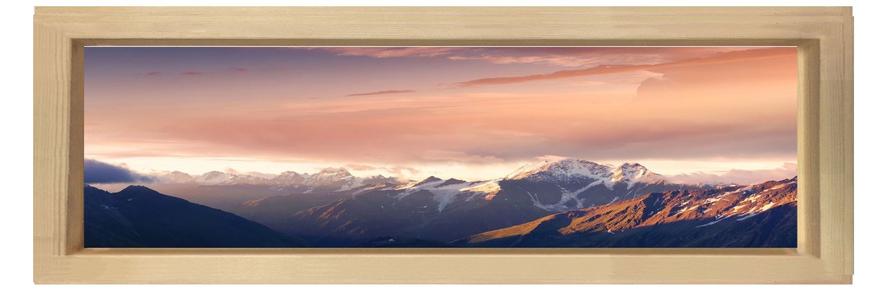 Dağ Manzarası Tablosu Naturel Ahşap Çerçeve - 120x40