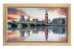 Londra Manzarası Naturel Ahşap Çerçeve - 100x150