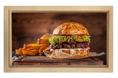 Hamburger ve Patatesler Tablosu Naturel Ahşap - 50x70