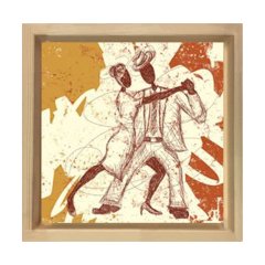 Soyut Tango Tablosu Naturel Ahşap Çerçeve - 90x90