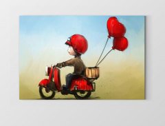 Kalp Motorcu Tablosu Çerçevesiz - 100x150