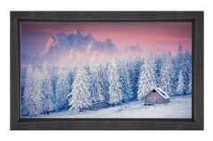 Pastel Karlı Dağ Manzarası Tablosu Siyah Ahşap Çerçeve - 45x30