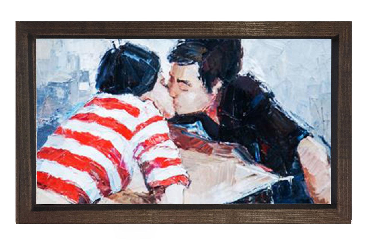 Sevgililer Tablosu Kahverengi Ahşap Çerçeve - 45x30