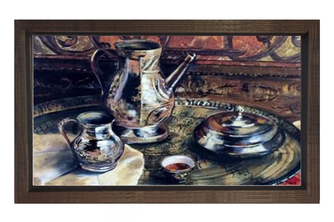 Geleneksel Tepsi Tablosu Kahverengi Ahşap - 40x60