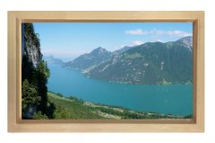 Akarsu Ve Dağ Manzaraları Tablosu Naturel Ahşap - 100x150