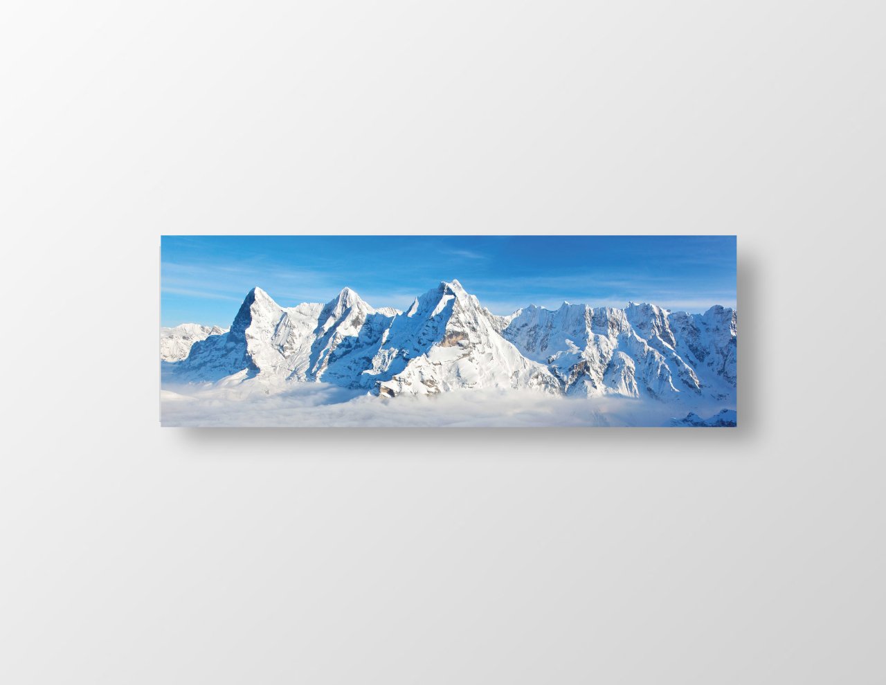 Karlı Dağ Manzarası Tablosu Çerçevesiz - 200x70