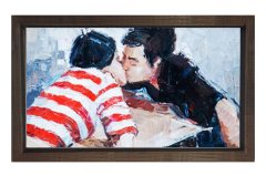 Sevgililer Tablosu Kahverengi Ahşap Çerçeve - 50x70