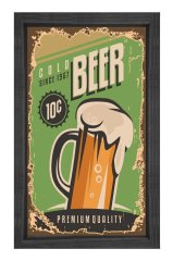 Bira Reklam Afişi Tablosu Siyah Ahşap Çerçeve - 50x70
