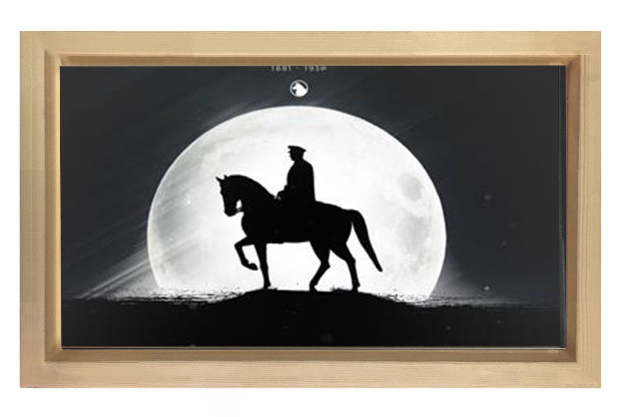 Atatürk ve Ay Tablosu Naturel Ahşap - 100x200