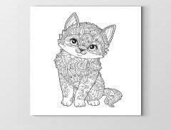 Mandala Kedi Tablosu Çerçevesiz - 50x50